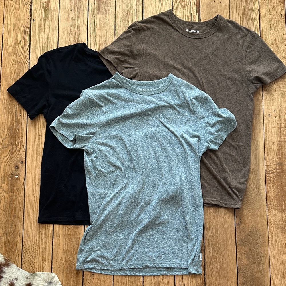 Men’s Short Sleeve Tee Trio - Black, Gray, Brown sz M